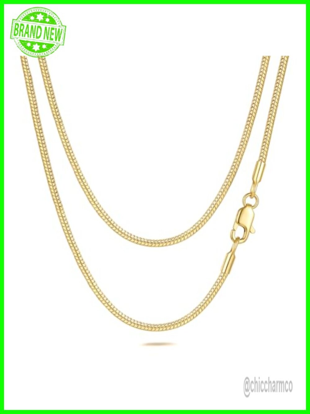 14K Gold Plated Snake Chain Necklace Thin Layering 1mm 1.5mm